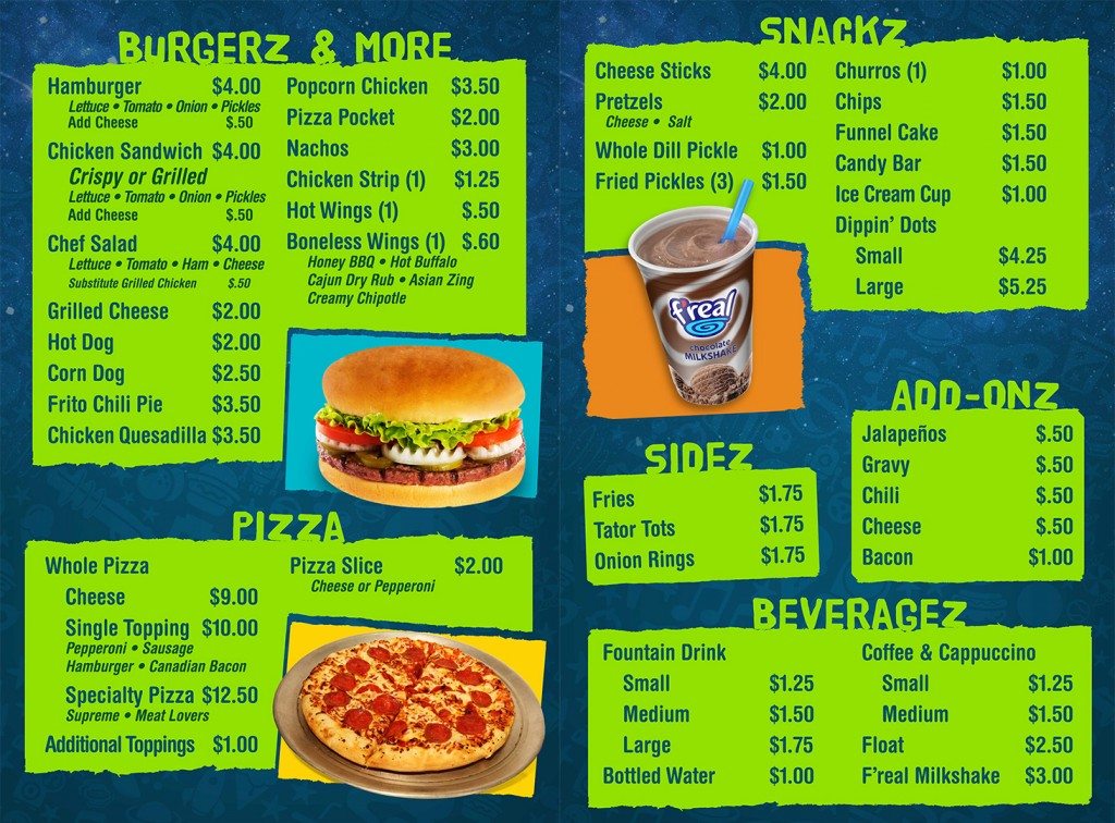Lazer Zone Menu