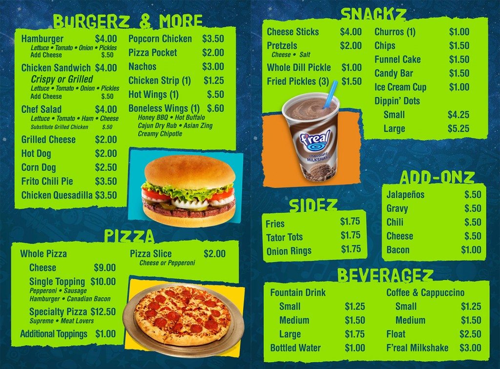 Lazer Zone Menu